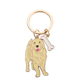 Mummumi Pet Keychain, Dog ID Tag Keychain Ring Creative Lovely Dog Key-ring Portable Metal Key Decor Car Keying Gift (Golden Retriever)