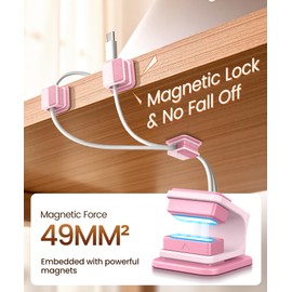 GolBinBox Cable Clips, Glow in the Dark Cable Holders, 6 Pack Magnetic Cord Organizer with Shockproof Silicone, [Fits up to 8mm]Adhesive Cord Clips for Desk, Wall, Nightstand, Car, Home, Office, Pink