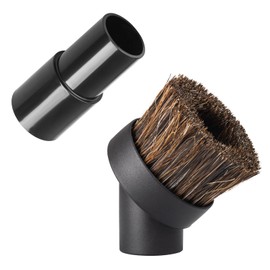 Soft Horse Hair Vacuum Brush Attachment For Shark Vacuum - Round Brush With Adapter - To Convert The 1 1/4" Tool To 1 1/2" Vacuum Hoses, Vacuum Attachment Brush Hair Length 35mm