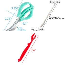 6-piece crab crackers, crab leg scissors -king crab legs scissors-Seafood Scissors/Shears and 6-Piece crab forks/picks - 6 Lobster Shellers set of 18 Piece