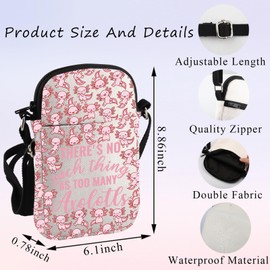 PLITI Axolotl Lover Gift Axolotl Mom Gift There's No Such Thing As Too Many Axolotls Crossbody Bag For Animal Lover (Many Axolotls ZCbag)