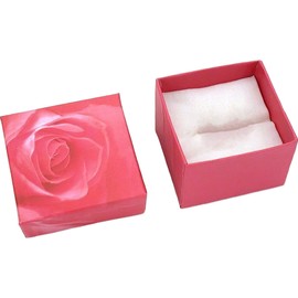 25 Pink Rose Cotton Ring Gift Boxes Jewelry Display