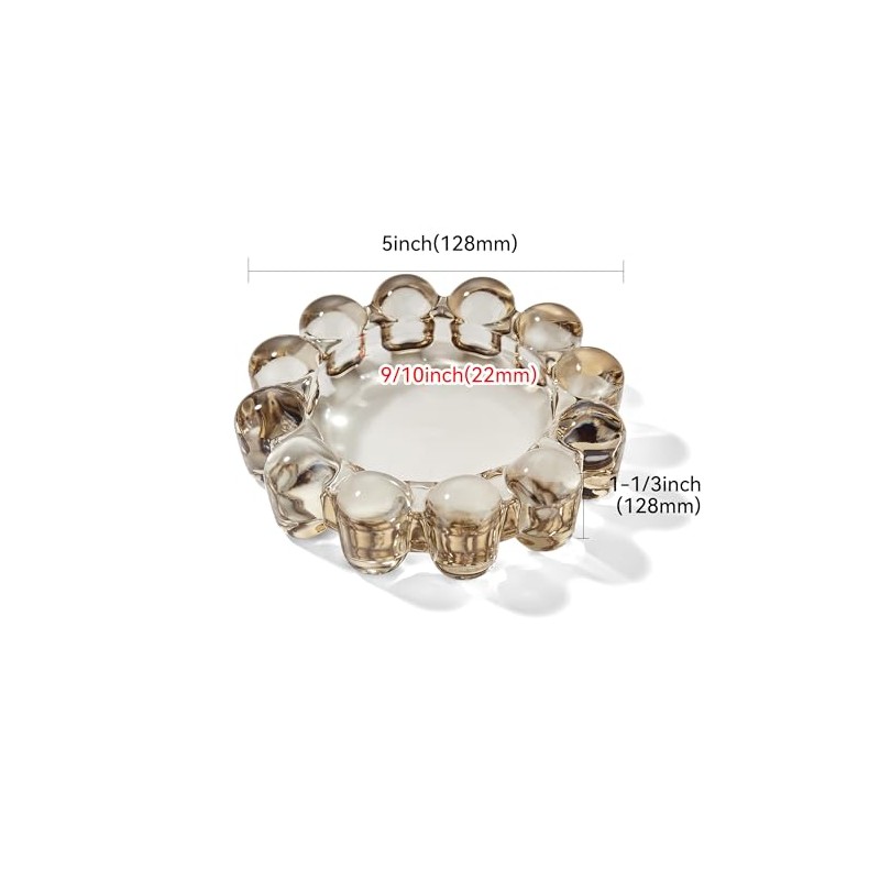 CABDM Chic Smoky Glass Candle Dish, 1 Pack Modern Bubble
