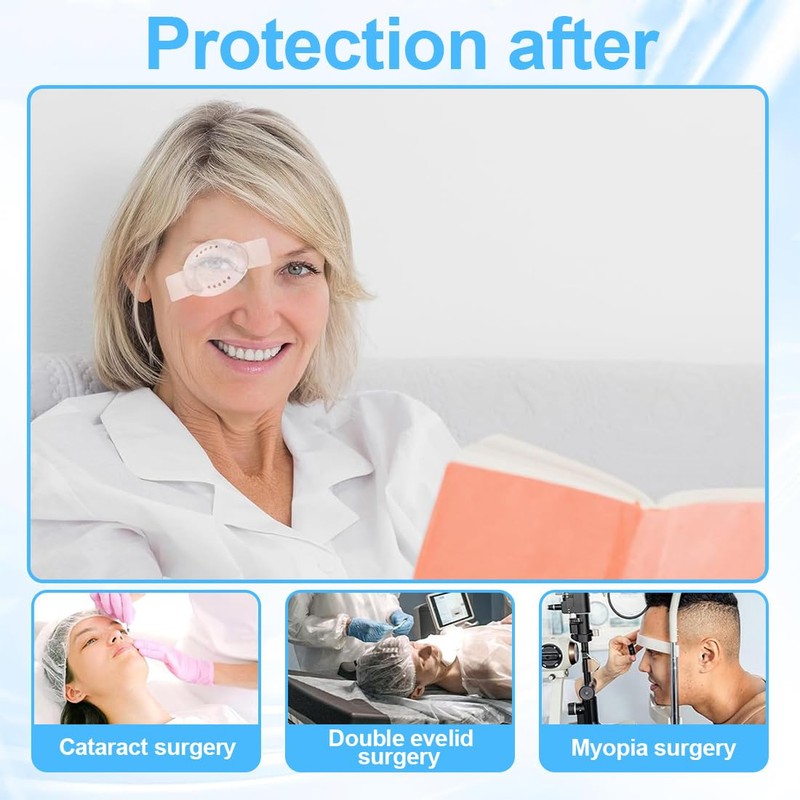 PYEUIFT Pack of 6 Transparent Eye Patches, Adjustable Plastic Eye