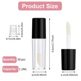 20 Pcs Empty Lip Gloss Tubes 1.2ml Clear Mini Refillable Lip Balm Bottles Lip Gloss Containers with Wand Makeup Containers Bottles for Lipstick Samples Lip Balms Lip Gloss Making Travel Split Charging