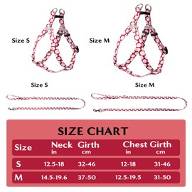 GoaePode Dog Harness Collar Lead Set with Bell, Adjustable Padded Vest, Floral Pattern Bow Tie & Leash, Strong Buckle for Small Medium Large Dogs, Purple, Size S