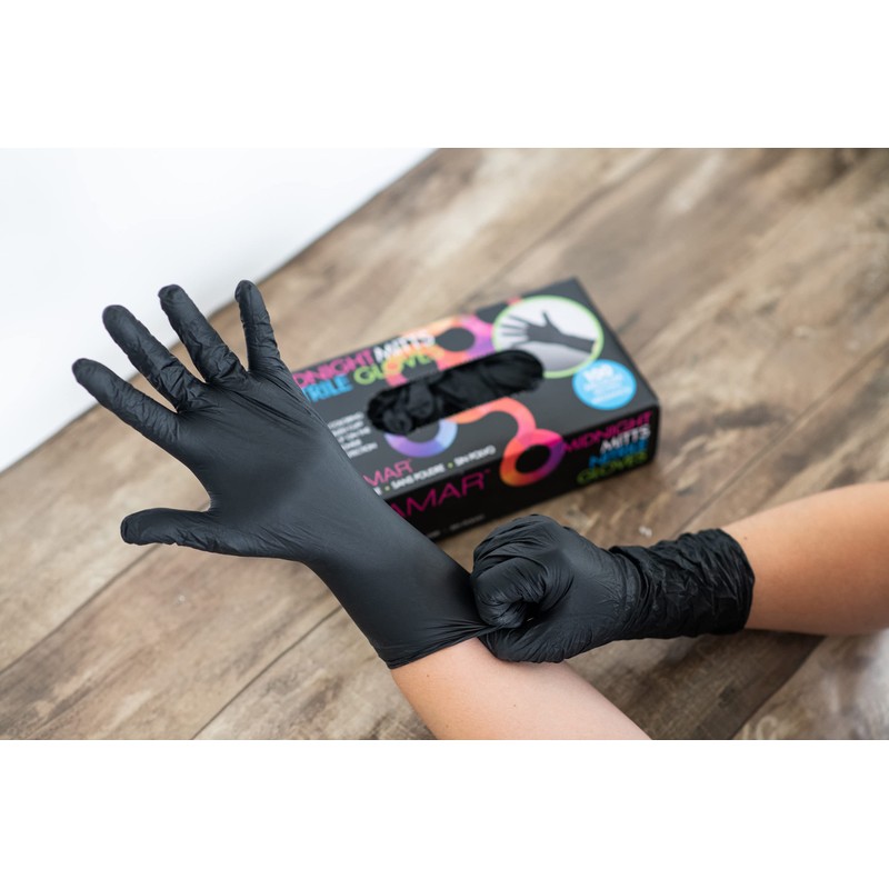 FRAMAR Black Nitrile Gloves Small – Black Disposable Gloves Small,