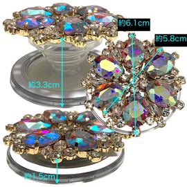 Bijou Motif Glitter Smartphone Grip Magnetic Suction Magnet Korean Grip Tock Gorgeous Rhinestone Luxury Simple Cute Smartphone Stand GRIPTOK Drop Prevention Custom Pair Women's (A)