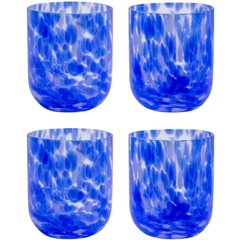 Stephanie Imports Set of 4 Handcrafted Double Old-Fashioned Confetti Drinking