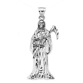 925 Sterling Silver Santa Muerte (Santisima Muerte) Holy Death Angel Pendant