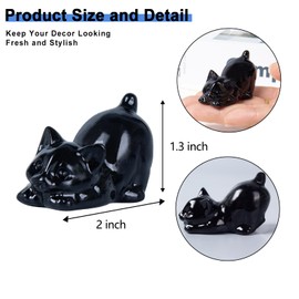 QLRSUXN 2 Inch Black Obsidian Cat Crystal Figurines, Kitten Statues for Kitten Lovers and Collectibles, Cat Decor Fingurines for Home Desk Office, Carved Healing Crystal Reiki Animal Gifts for Women