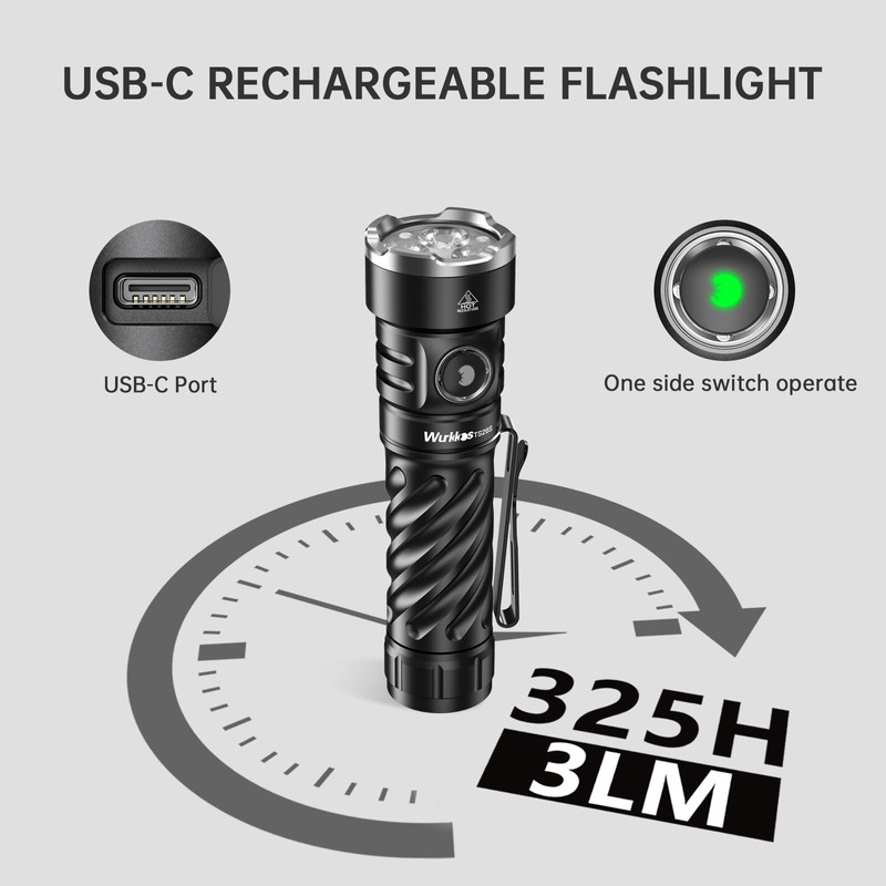 Wurkkos TS26S Rechargeable Flashlight,3100 High Lumens LED Flashlight 95CRI,Magnetic Tail