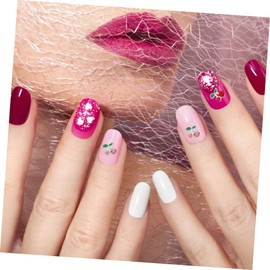 Healeved 36pcs Cherry Nail Charms Silver Rhinestones Stickers Kit Nail Art Jewelry for Women