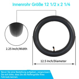 RUTU 12 1/2 x 2 1/4 Inner Tube for 12.5 x 1.75 12.5 x 1.95 12.5 x 2.125 12.5 x 2.25 Pocket Bike, Baby Stroller, Heavy Duty 12 Inch Bicycle Inner Tubes Angled Valve Stem Pack of 2