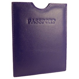 Travel Passport Holder Sleeve Protector Cover Wallet Real Leather RFID (Purple)