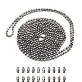 BetterJonny Ball Chain, Key Chain, Ball Chain with Connector, Silver, Total Length: Approx. 2.2 ft (6 m), Key Chain, Parts, Stainless Steel, Ball Diameter 0.1 inches (3.2 mm), Word Book Making, Wallet, Handicraft Materials, Handmade