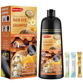 ZENITHGLO Black Hair Dye Shampoo 3 in 1 for Women & Men 100% Gray Hair Coverage - Herbal Ingredients Natural Plant Hair Color - Hair Dye in Minutes 17.6 Fl Oz