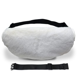 Sprigs Faux Fur Muffy Hand Muff Warmer Adjustable Waist Pouch Belt Cream