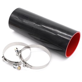 Taigoehua ID 4inch 4-Ply Straight Coupler Silicone Hose 5mm Thickness 12inch Length With 2 X Stainless Steel T-clamps (4inch(102mm))