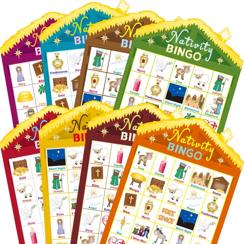 FANCY LAND Nativity Bingo Game for Kids 24 Players Christmas