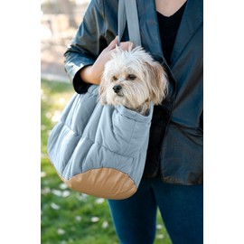 RuffLife Cozy Plush Pet Carrier Purse - Secure Harness Clip, Lightweight Tote Design for Small Dogs and Puppies (Light Blue)