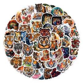 Pack of 120 Tiger Stickers Car Laptop Phone Guitar Skateboard Motorcycle Bicycle Tiger Stickers Set Vinyl Waterproof Aesthetic Stickers for Teenagers Children Adults