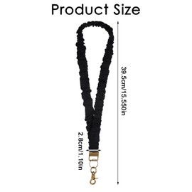 Prasacco Scrunchie Lanyard Teacher Lanyard for ID Badges & Keys, Stretchy Retractable Neck Strap, Soft Elastic Keychain Holder for Women, Teachers, Nurses, Doctors, Black