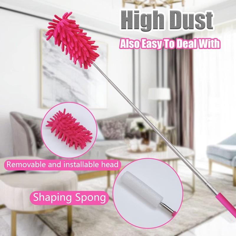 4 pcs Extendable and Washable Microfibre Feather Duster,13" to 30"