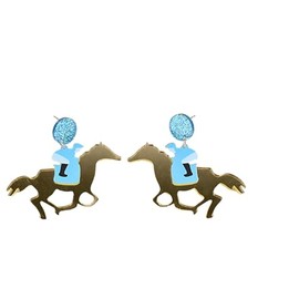 Colorful Horse Race Clothes Shape Resin Dangle Earrings for Women Jewelry (E)