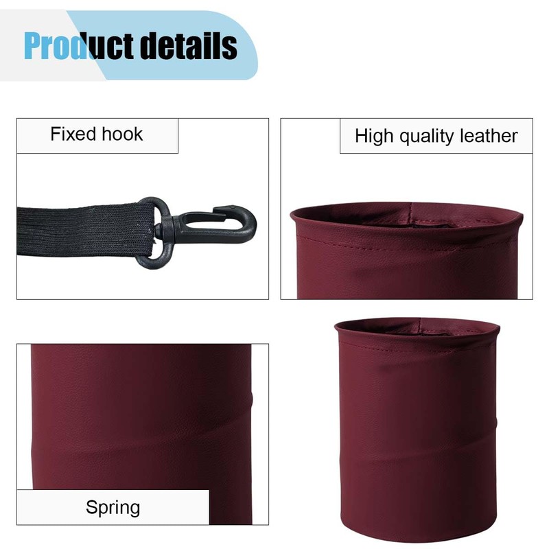 LHDOS Collapsible Trash Can Car Garbage Bag - Leather Pop-up