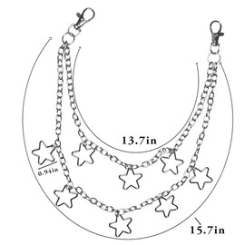 Sinalty Hip Hop Pants Chain Jean Chains Star Punk Pocket Chain Layered Key chains Trouser Chain Rock Wallet Chain for Men Waist Body Accessories for Women (Star)