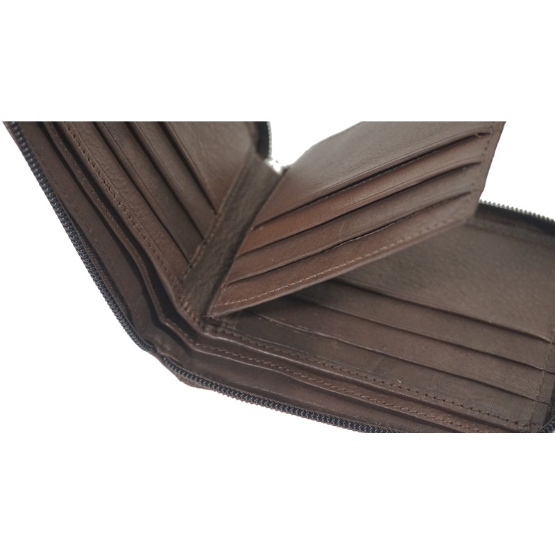 Bullz RFID Blocking Mens Leather Wallet Zip Around ID Card