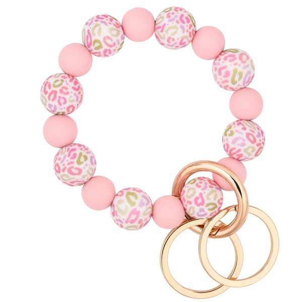 BAOSIWA Silicone Beaded Keychain Wristlet Key Ring Bracelet Cute Car