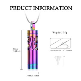 VCCWYQK Hollow Cylinder Urn Necklace for Ashes for Women Men Vial Cremation Jewelry Memorial Keepsake Locket Necklace
