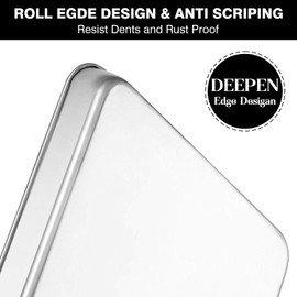 Estmoon Baking Tray Set of 2, Stainless Steel Oven Sheet Set 31.5 x 24.5X 2.5 cm, Non Stick Cookie Sheet for Baking and Roasting, Non Toxic and Dishwasher Safe, Silver