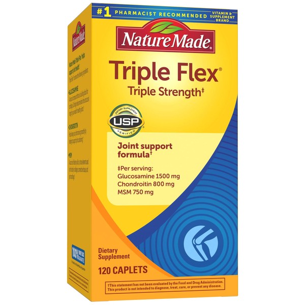 Nature Made Triple Flex Triple Strength Caplets, 120 Count for Joint Support