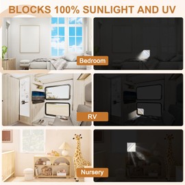 Vanten White Blackout Curtains for Bedroom (118"x57"), Portable No Drill Window Shades with Adhesive Tabs, 100% Darkening Blinds for Nursery, Travel, Dorm, Media Room or Office