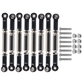 equlup RC Steering Pull Rod, Steering Servo Pull Rod Metal Linkage Arm Tie Rod Ends Connector Camber Link Steering Shaft Spare Parts Upgrade Accessories for WPL RC Car (Black)