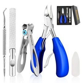Nail Clippers for Thick Nails,Large Toenail Clippers for Ingrown or Thick Nails for Seniors,Women and Men. Professional Stainless Steel Toenail and Fingernail Clippers Set. (Blue/Silver)
