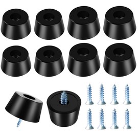 Quadafy 16 Pack Rubber Non Slip Feet for Cutting Board with Stainless Washer Screws, for Chairs Electronics Appliances Furniture 2 Sizes(8pcs x 0.5" H x 1",8pcs x 0.5" H x 0.78")