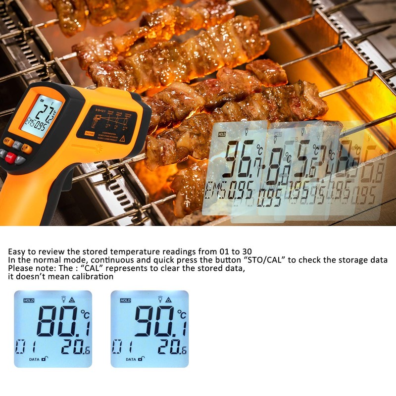 Digital Infrared Thermometer Highest Lowest Temperature Alarm Measurement from -50°C
