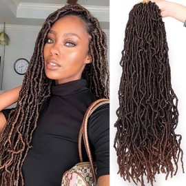 Samtress Long Goddess Soft Locs Crochet Hair Extensions for Women 24" 7 Packs Ombre Brown (#T30)
