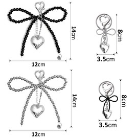 Asaisimg 4 Pcs Cute Keychain Aesthetic Y2K Accessories, Heart Bowknot Kawaii Key Chain for Phone Charm Keys Bags Women Girl Gifts