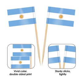 AhfuLife Pack of 100/200 Cocktail Stick Flags, Toothpick Flag for Sandwich Food Cupcake Toppers Cocktail Fruit Tableware Party Supplies Pub Decor (100 Pieces, Argentina Toothpick Flag)