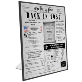 68th Birthday Poster 8 x 10 Party Sign - Born 68 Years Ago Table Party Supplies. Back In 1957 Home Decor Bday Card. Wedding Anniversary Banner with Fun Facts for Her or Him Turning 68 Years Old
