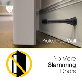 Door Stoppers for Wall – Spring Door Stopper – Black Door Stops – 3-1/4" – Black Door Stopper – Pack of 4 – Door Stoppers for Bottom of Door – Doorstop – Door Stops for Wall – Home, Offices, Schools