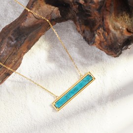 Biduanro Genuine Turquoise Necklace for Women 925 Sterling Silver Western Bar Necklace Western Real Genuine Turquoise Necklace Jewelry for Women