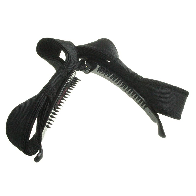 VINGTAINE H7148-BK- Basic Color Twist Ribbon Banana Clip Office Hair