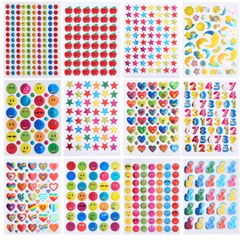 Coopay 7060 Pieces Teacher Stickers for Kids, Reward Incentive Stickers Mega Variety Pack, for Teacher Supplies Classroom Supplies Including Heart, Smiley Face, Star, Moon, Apple