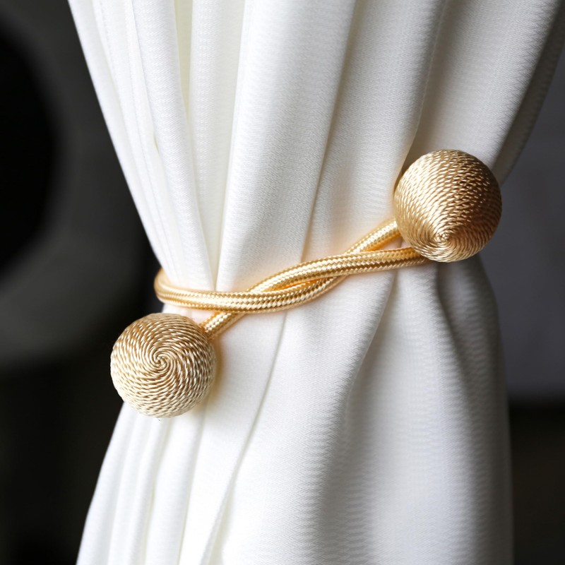 4 Pack Magnetic Curtain Tiebacks, Decorative Curtain Holdbacks for Window
